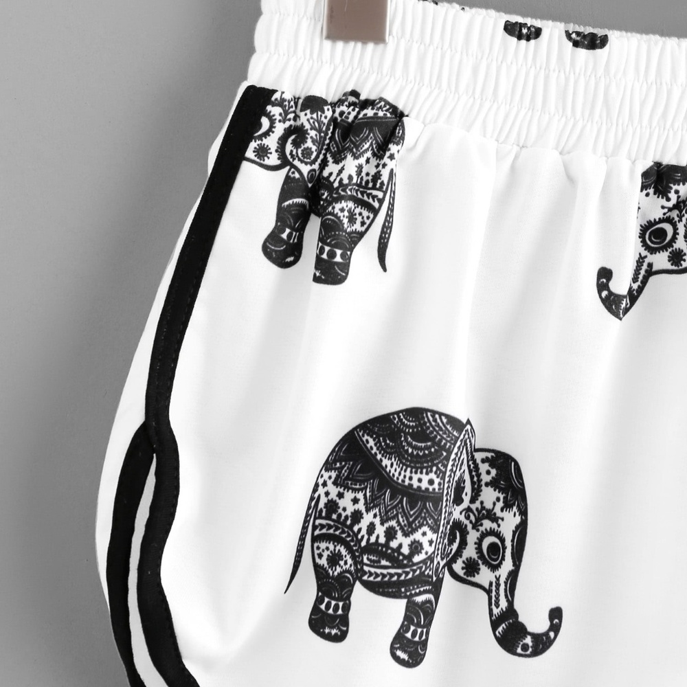 NWT Elephant Print Ringer Shorts - Picture 2 of 4